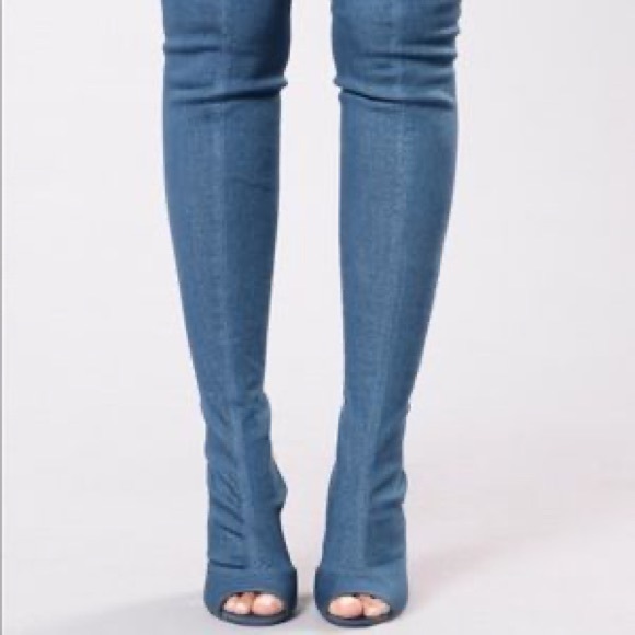 Thigh High Open Toed Boots - Picture 2 of 2